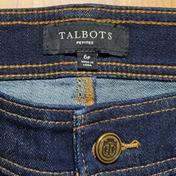 Talbots Dark Wash Stretch Denim Nautical Sailor Cropped Jeans - 6P - Picture 7 of 9